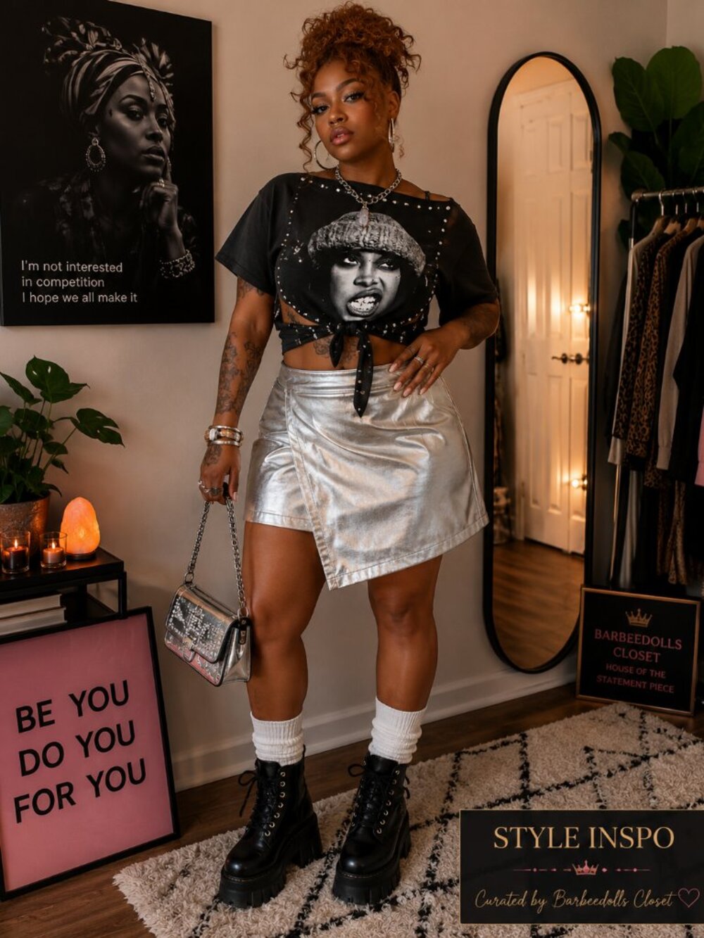 #208 | Bar III x Bella Tilley Metallic Silver Skirt XL